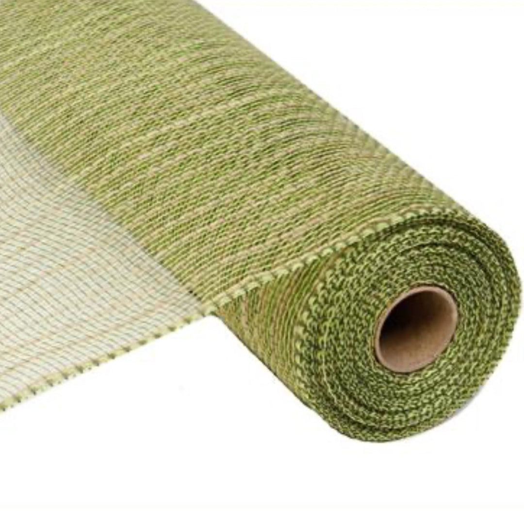 Green Poly jute burlap stripe deco mesh 10” - Greenery MarketDeco meshCrj231-09