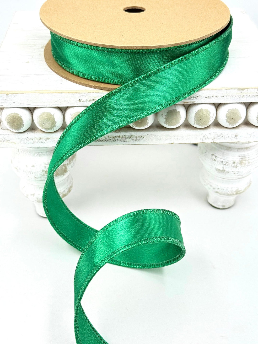 Green Shimmer Satin Wired Ribbon - 1" - Greenery Market2300W-580-25E