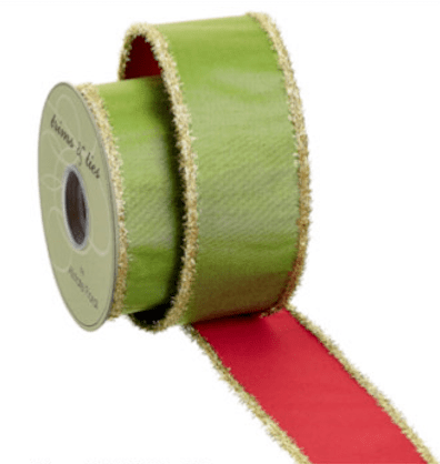 Green Tinsel Edged Metallic Ribbon - 2.5" - Greenery MarketRM9598-GR