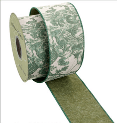 Green Toile Ribbon - 4" - Greenery MarketRW0069-GR