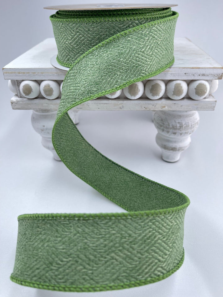 Green tweed wired ribbon, 1.5" - Greenery MarketWired ribbon237947