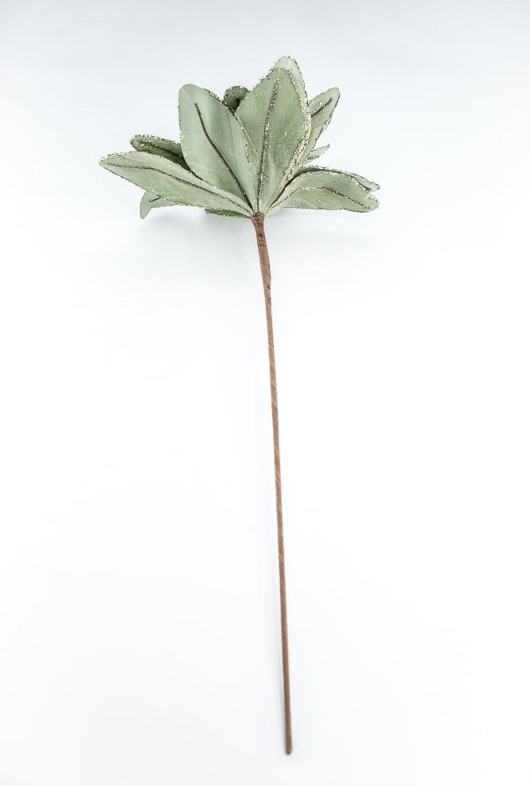 Green velvet and glitter poinsettia stem - Greenery MarketGF2712GR