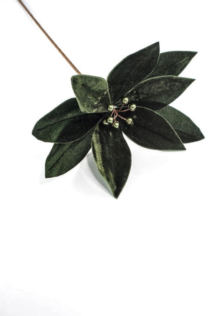 Green velvet poinsettia stem - Greenery MarketMTX68921