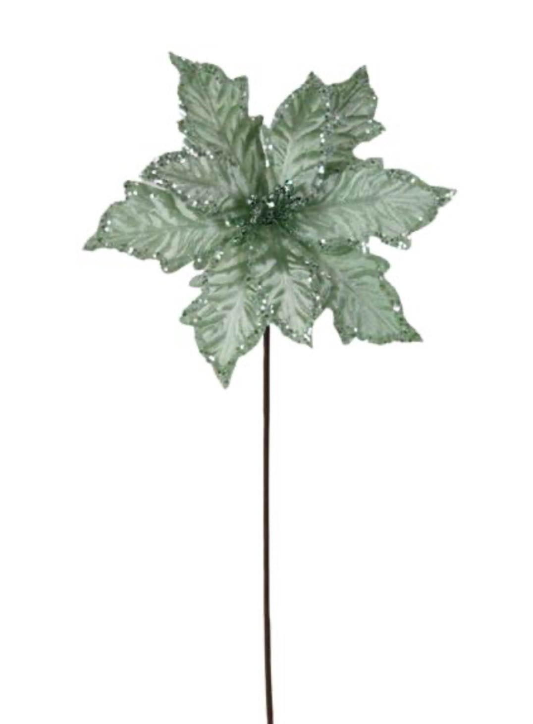 Green velvet poinsettia stem - Greenery MarketXS3977