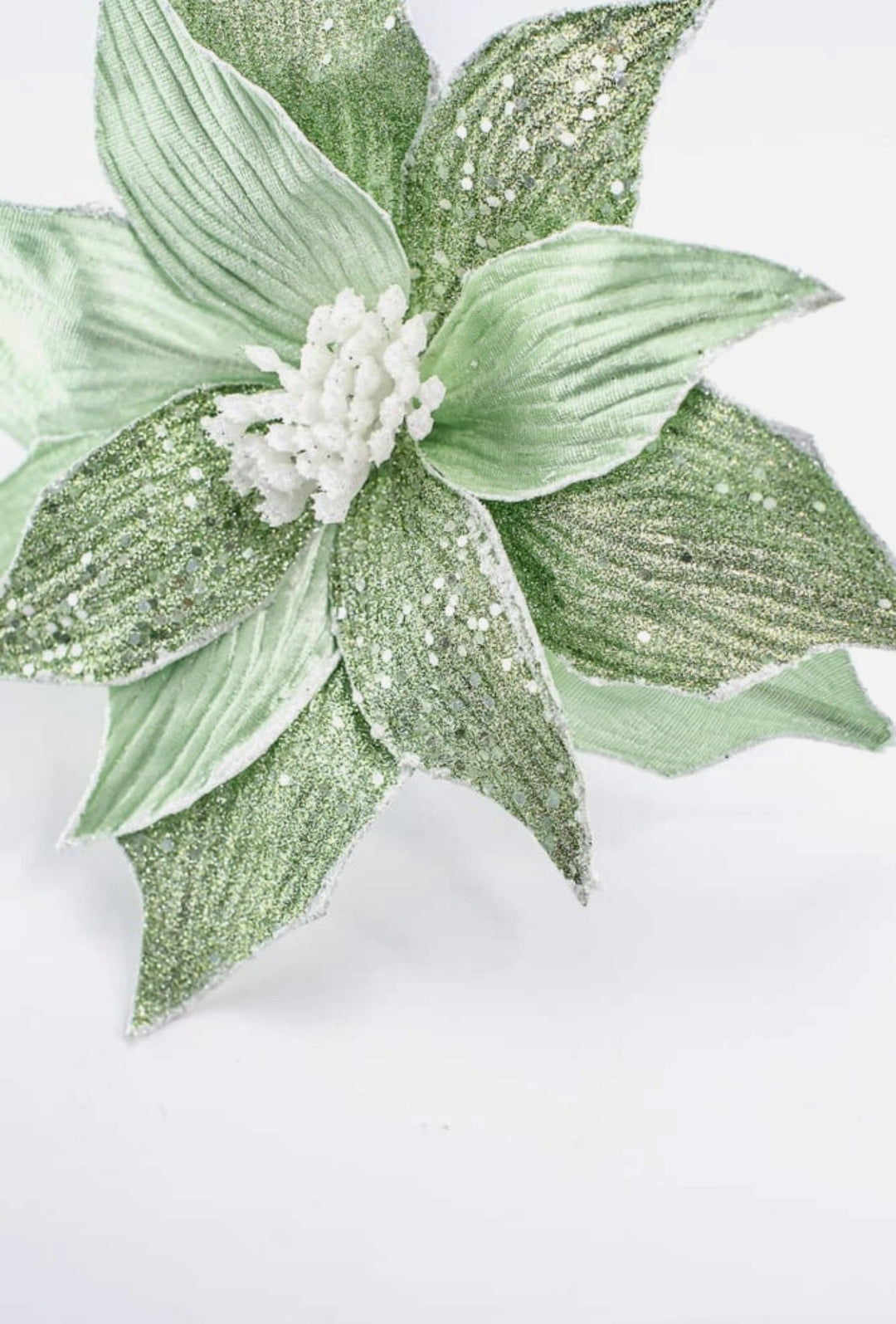 Green velvet poinsettia stem - Greenery MarketXS398309