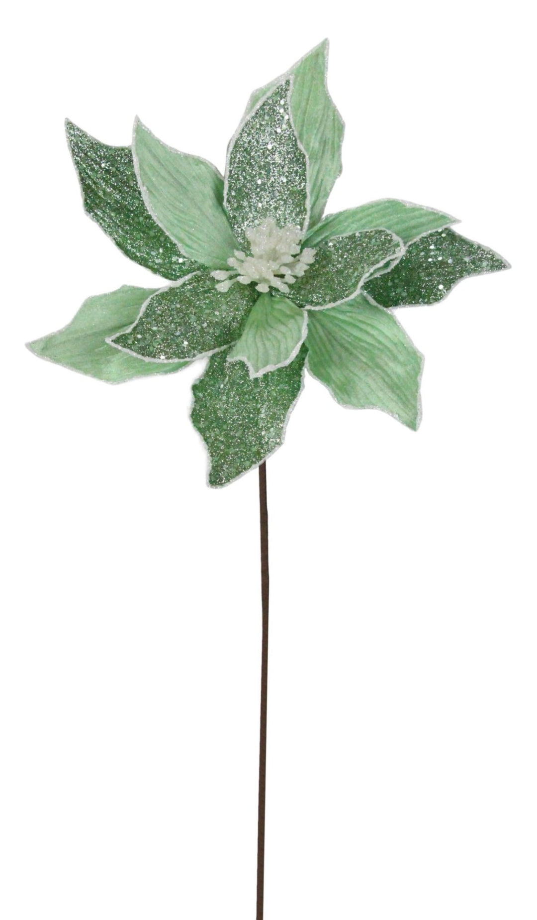 Green velvet poinsettia stem - Greenery MarketXS398309