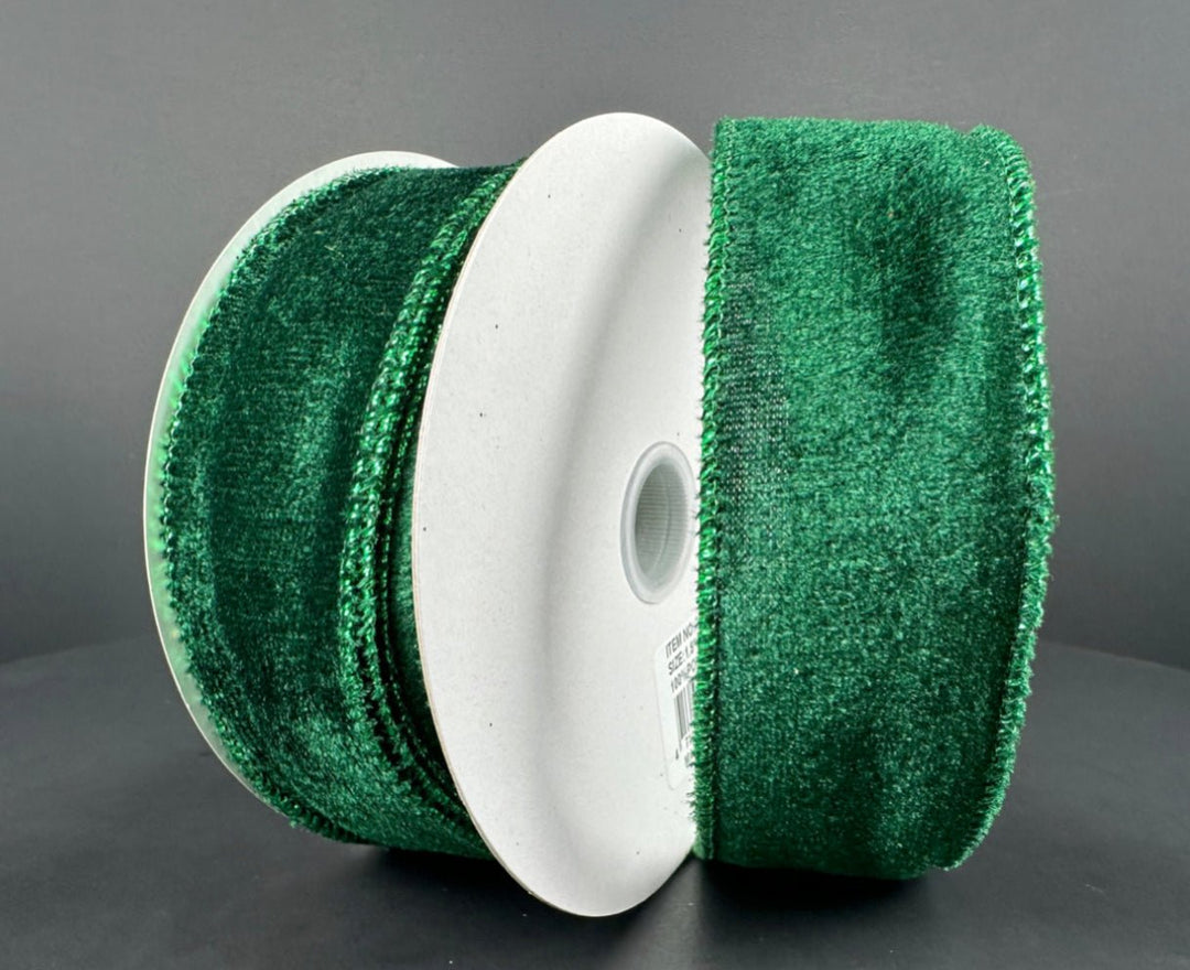 Green velvet wired ribbon, 1.5" - Greenery MarketRibbons & Trim71301-09-17