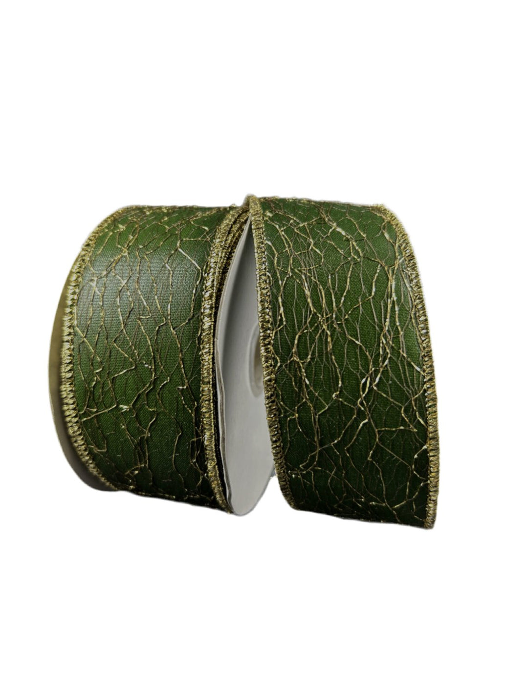 Green velvet with gold net wired ribbon, 1.5" - Greenery MarketWired ribbon78490 - 09 - 08