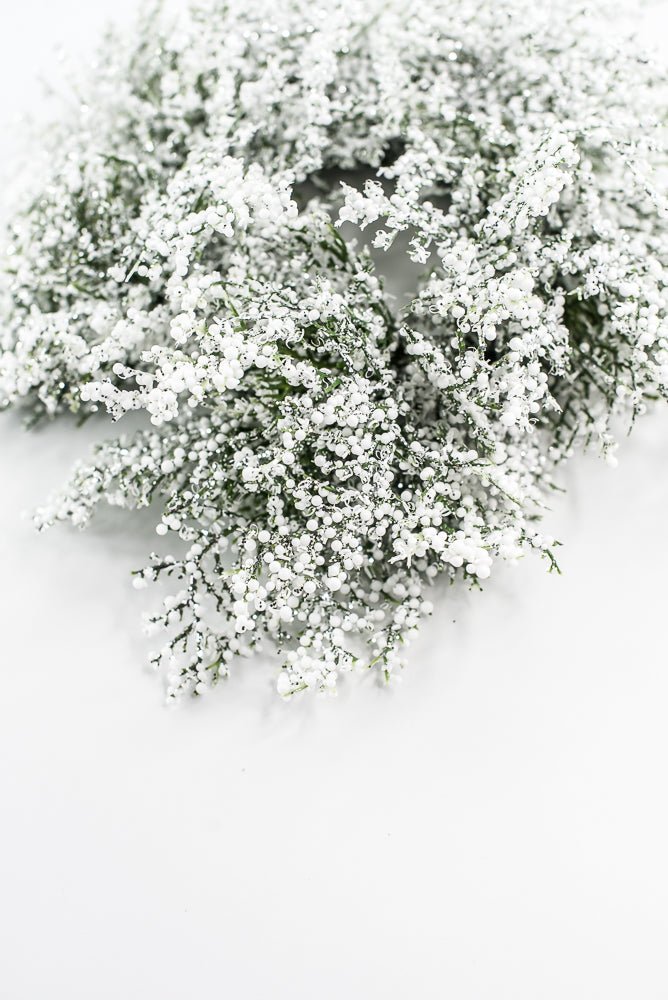 Green & White Bubble & Glitter Cedar Candle Ring, Mini Wreath - Greenery MarketXS679/3GW