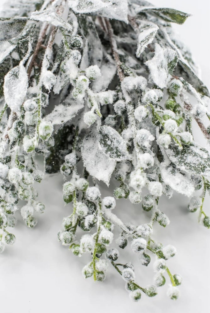 Green & White Snowed Leaves & Berry Bush - 19" - Greenery MarketXBB336-GR/WH