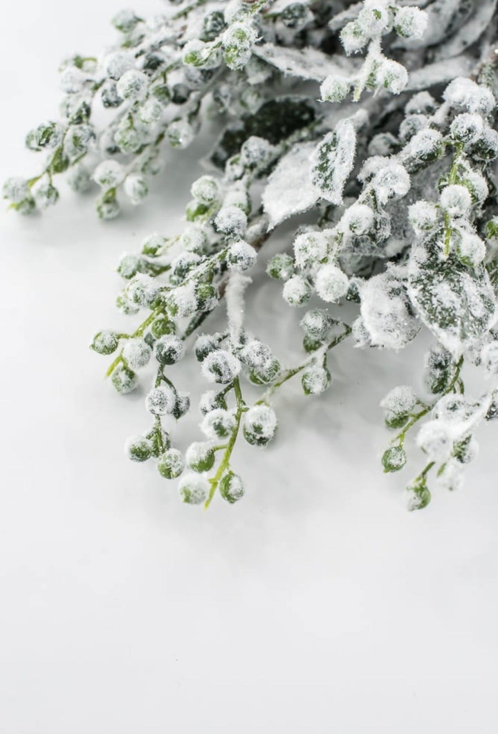 Green & White Snowed Leaves & Berry Bush - 19" - Greenery MarketXBB336-GR/WH