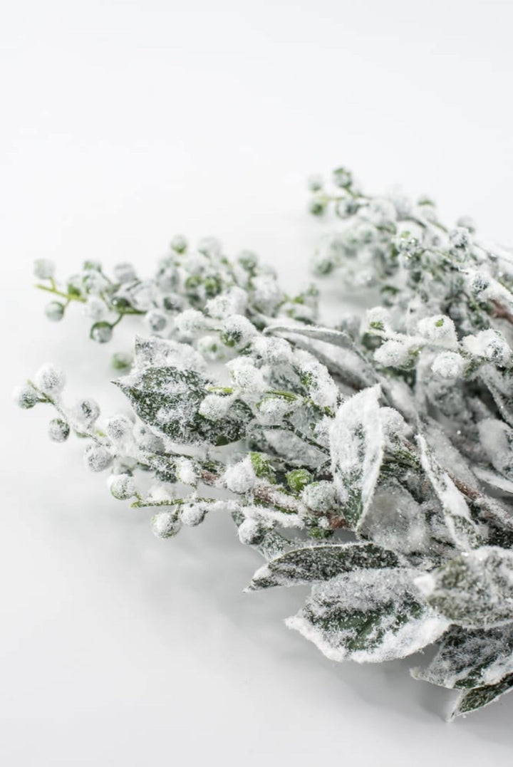 Green & White Snowed Leaves & Berry Bush - 19" - Greenery MarketXBB336-GR/WH
