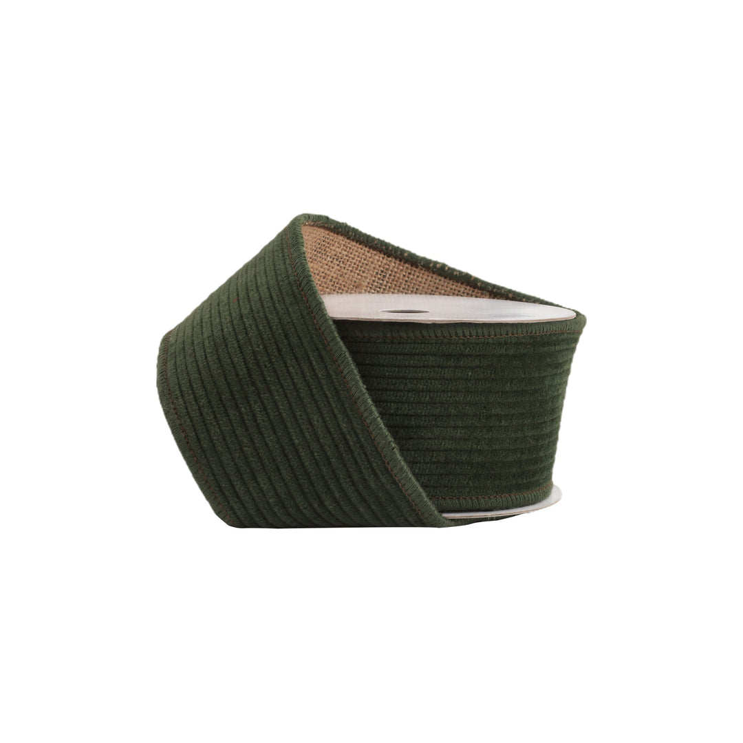 Green Wired Corduroy Ribbon - 2.5" - Greenery Market6449W - 570 - 63C