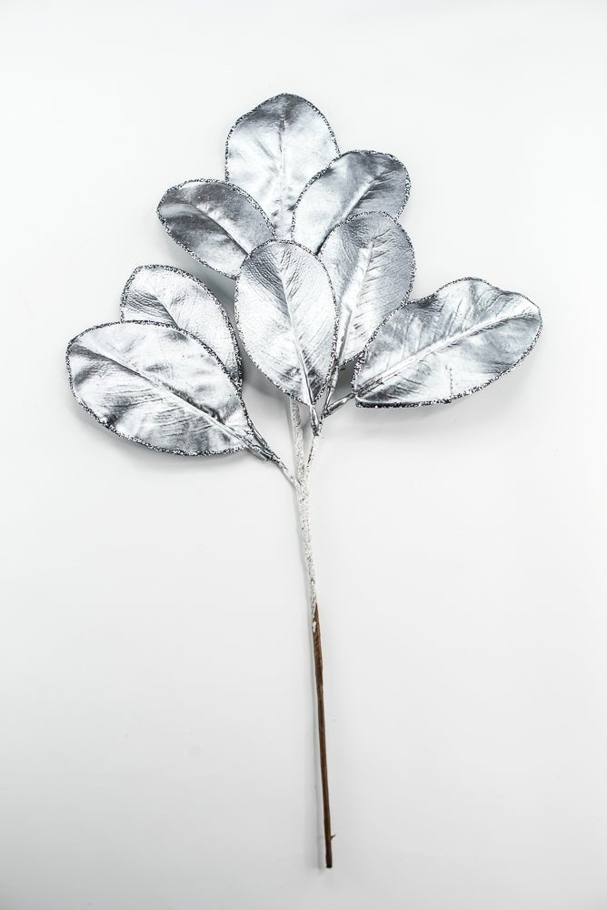 Gunmetal Glitter Edge Metallic Magnolia Leaf Spray - 24" - Greenery MarketXG1143GUN