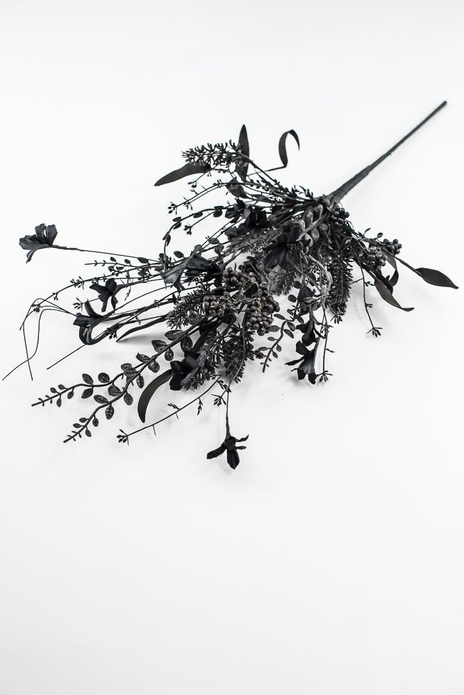 Halloween Fern and berry spray - black 63526 - Greenery MarketArtificial Flora63526 - BK