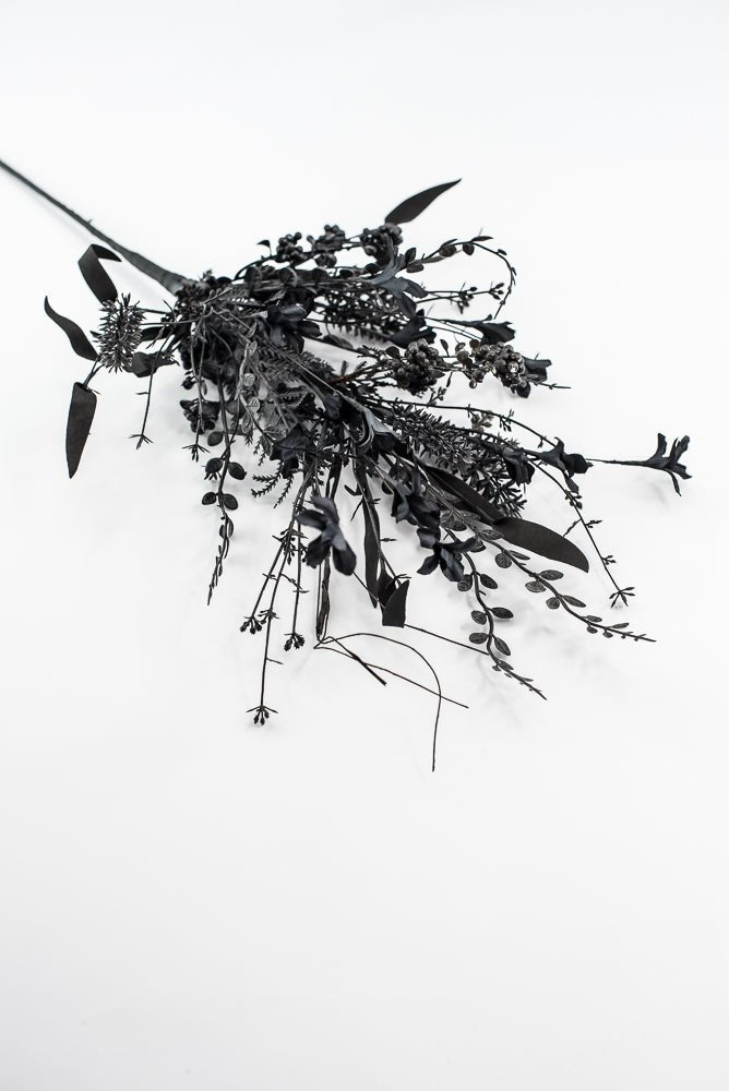 Halloween Fern and berry spray - black 63526 - Greenery MarketArtificial Flora63526 - BK