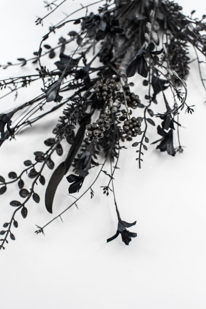 Halloween Fern and berry spray - black 63526 - Greenery MarketArtificial Flora63526 - BK