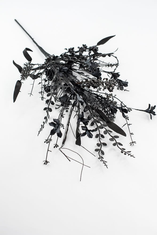 Halloween Fern and berry spray - black 63526 - Greenery MarketArtificial Flora63526 - BK