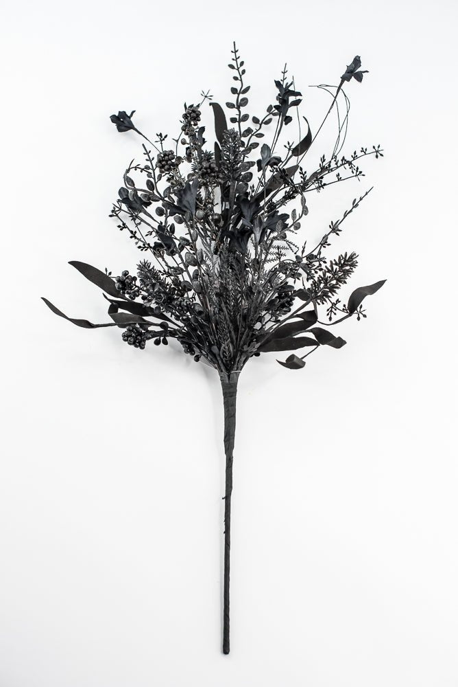 Halloween Fern and berry spray - black 63526 - Greenery MarketArtificial Flora63526 - BK
