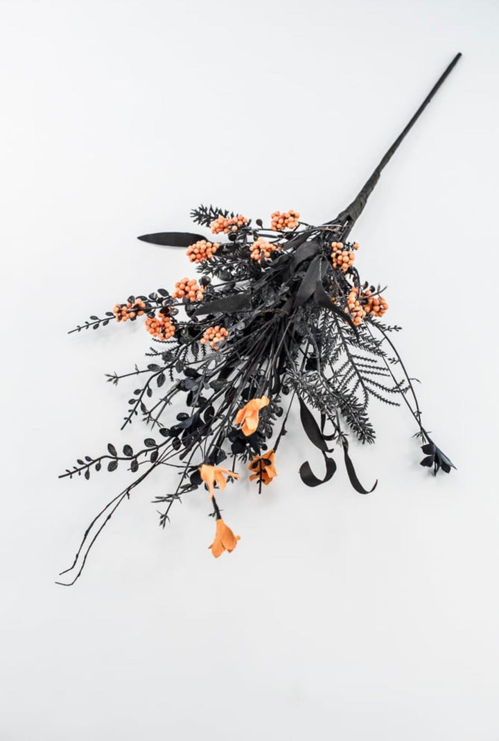 Halloween Fern and berry spray - black and orange 63526 - Greenery MarketArtificial Flora63526-OR