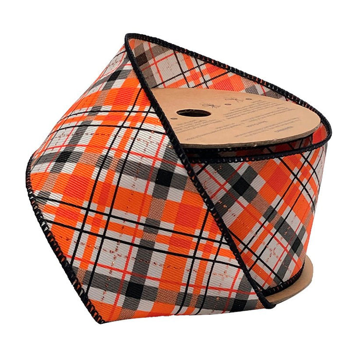 Halloween Plaid Wired Ribbon - 2.5" - Greenery MarketWR - 10111 - 063 - 10