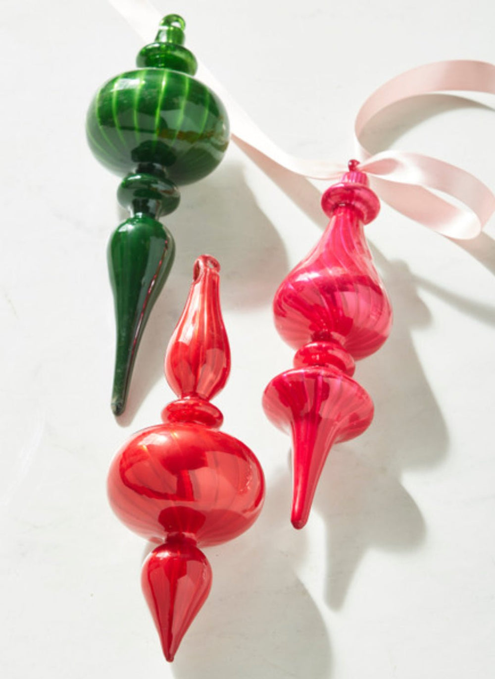 Hand blown glass finials 9.75” ornaments - Greenery Market4322881