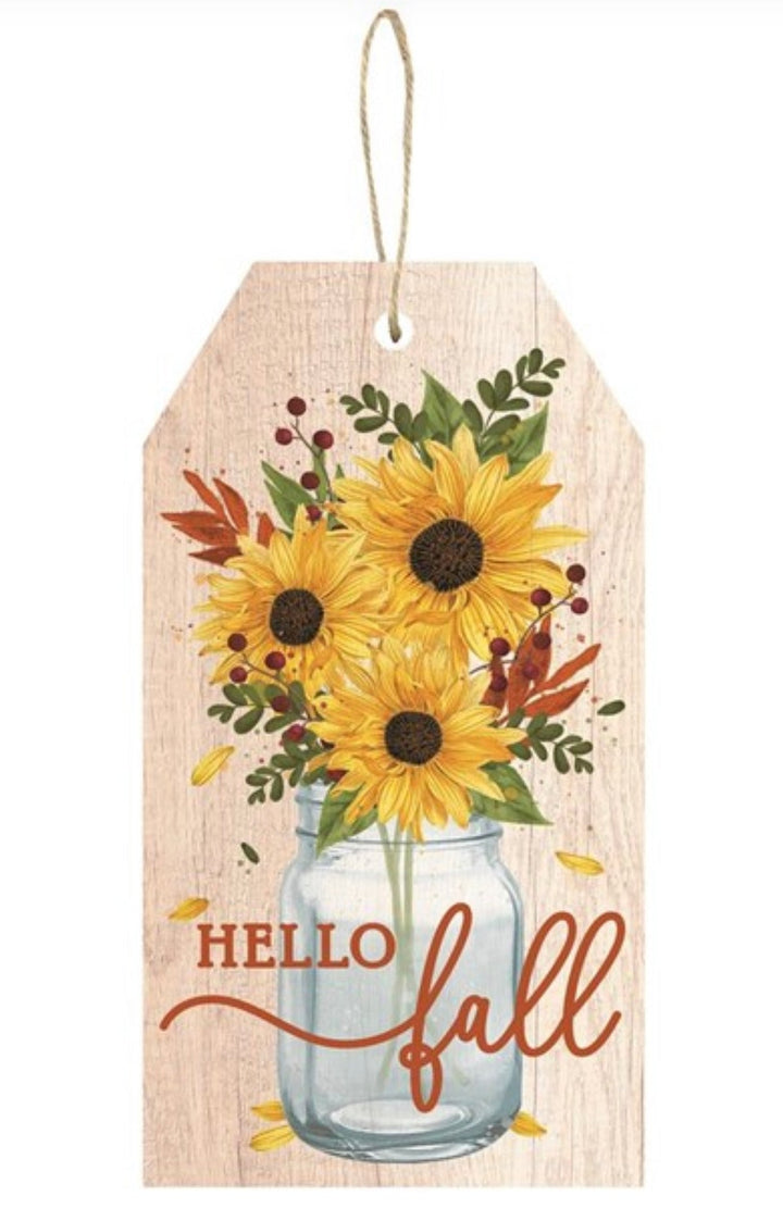 Hello fall sunflower sign - Greenery Marketsigns for wreathsAP8794
