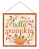 Hello Pumpkin sign with foliage - Greenery Marketsigns for wreathsAP7054