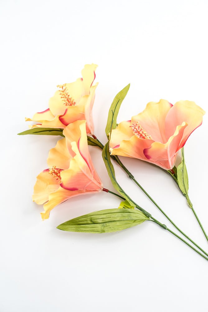 Hibiscus flower spray - coral pink - Greenery Market