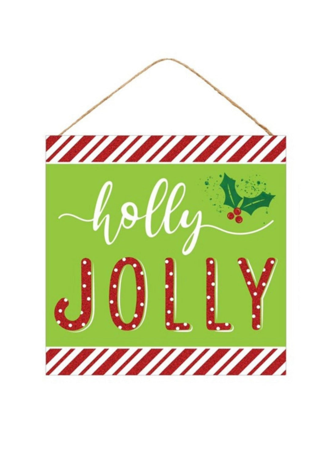 Holly jolly Christmas sign 10” square - Greenery Marketsigns for wreathsAP8836