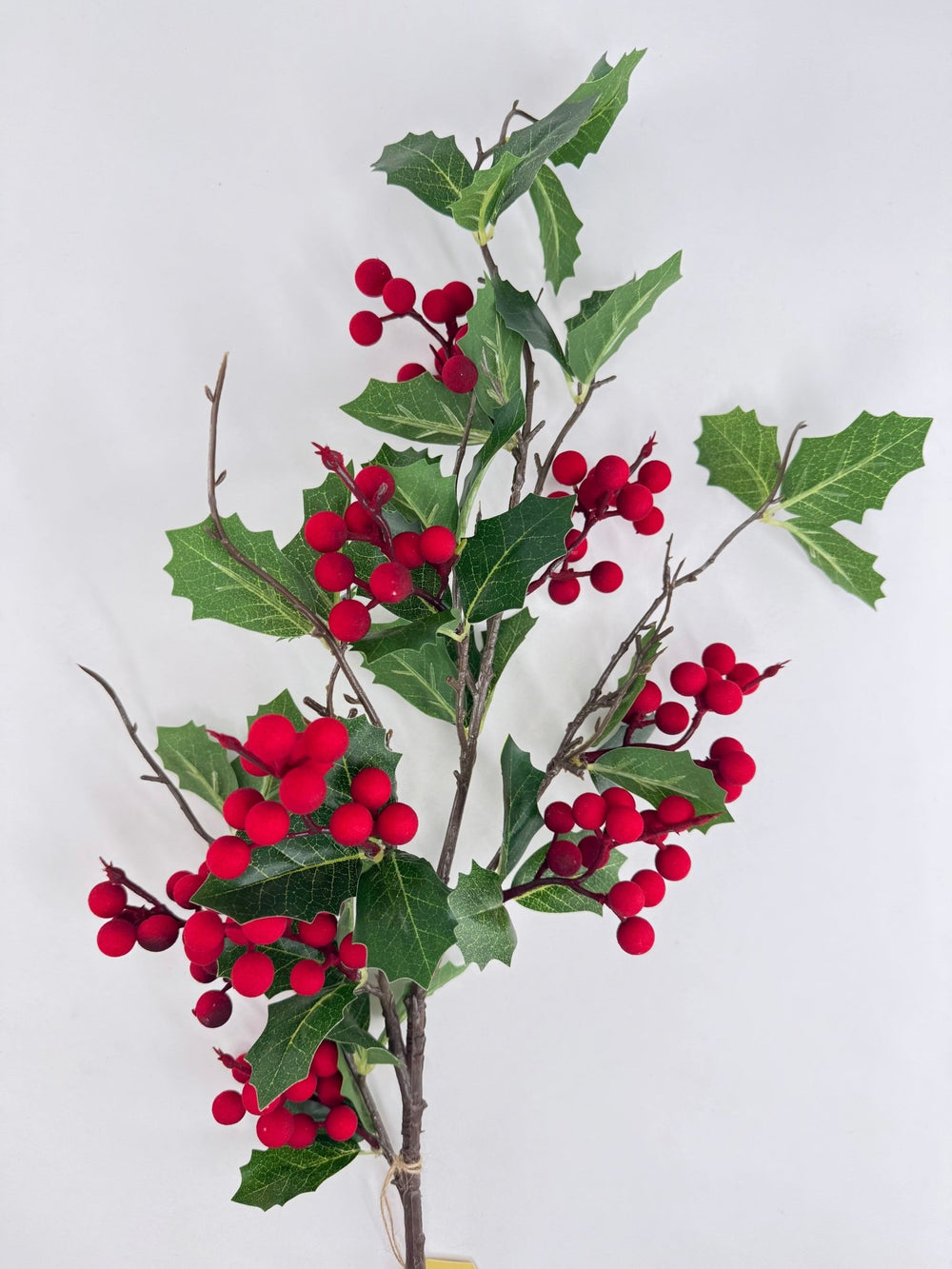 Holly Spray with Red Flocked Berries - Greenery MarketC26320