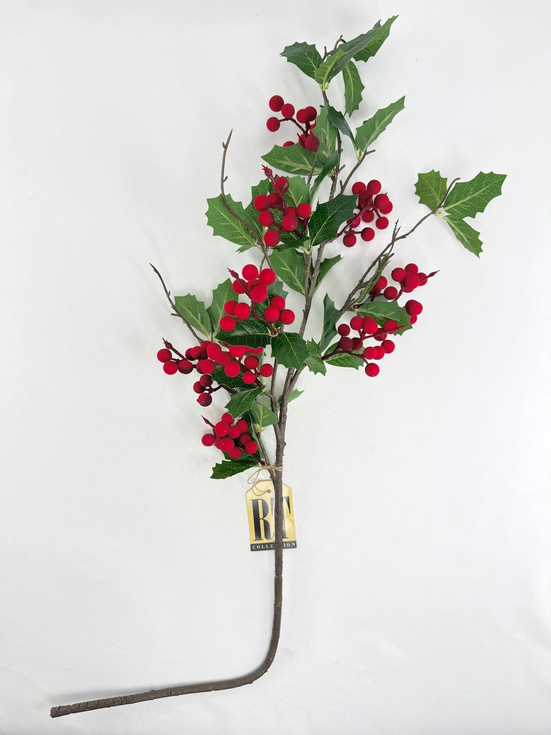 Holly Spray with Red Flocked Berries - Greenery MarketC26320