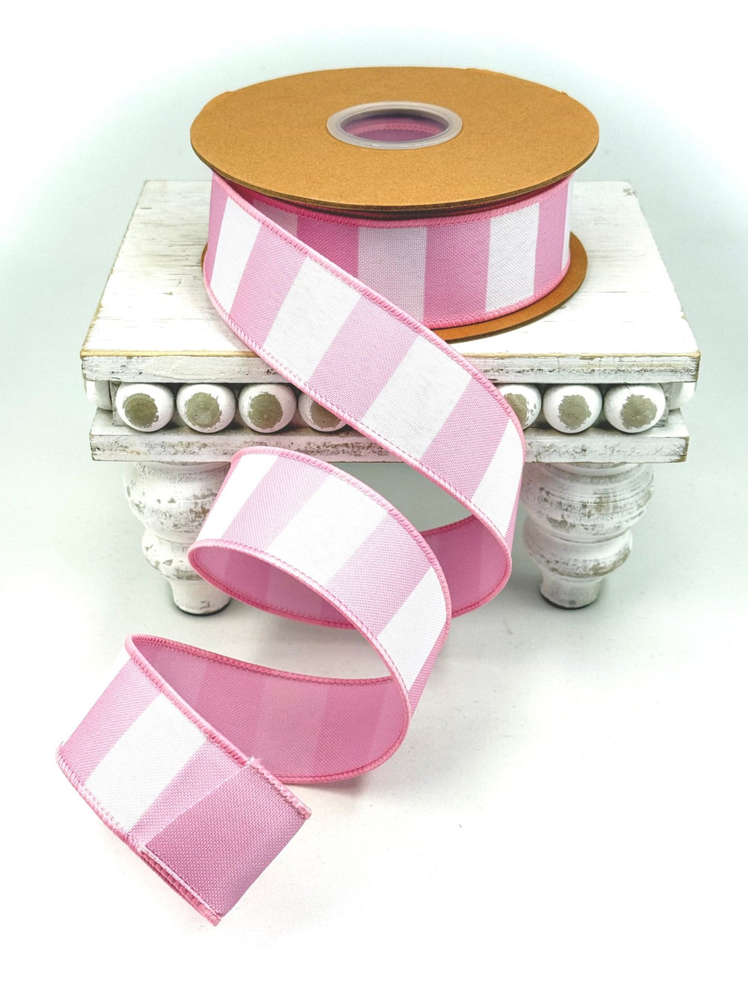 Horizontal Light Pink Stripe With Pink Backing Wired Ribbon - 1.5" - Greenery MarketWired Ribbon9335W-150-38E
