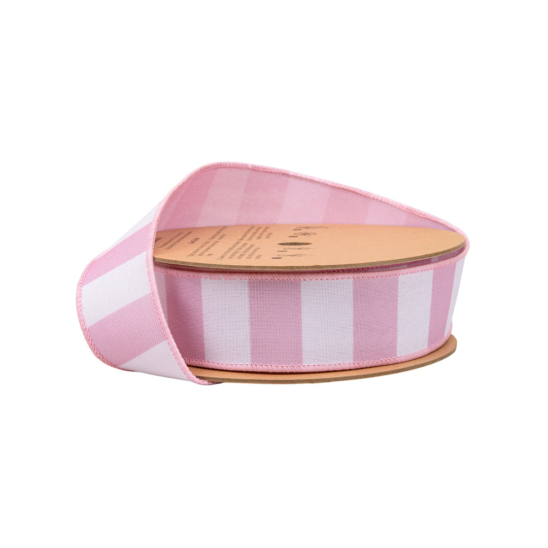 Horizontal Light Pink Stripe With Pink Backing Wired Ribbon - 1.5" - Greenery MarketWired Ribbon9335W-150-38E