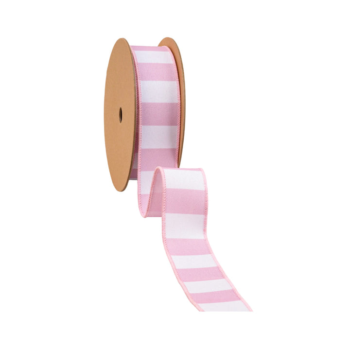 Horizontal Light Pink Stripe With Pink Backing Wired Ribbon - 1.5" - Greenery MarketWired Ribbon9335W-150-38E