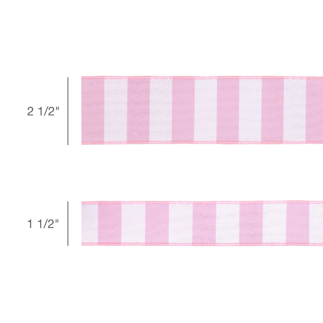 Horizontal Light Pink Stripe With Pink Backing Wired Ribbon - 1.5" - Greenery MarketWired Ribbon9335W-150-38E