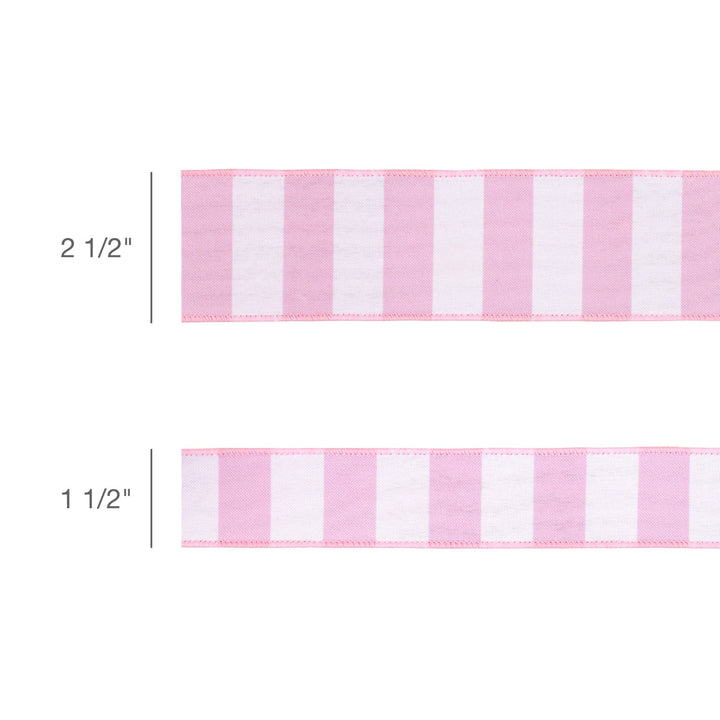 Horizontal Light Pink Stripe With Pink Backing Wired Ribbon - 1.5" - Greenery MarketWired Ribbon9335W-150-38E