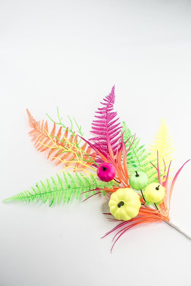 Hot Fluorescent Pumpkins, Fern, & Grass - Greenery Market85308