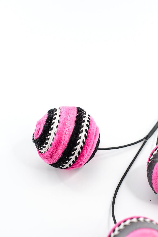 Hot Pink and Black Velvet Stripe Ball Spray - Greenery Market57246BTBK