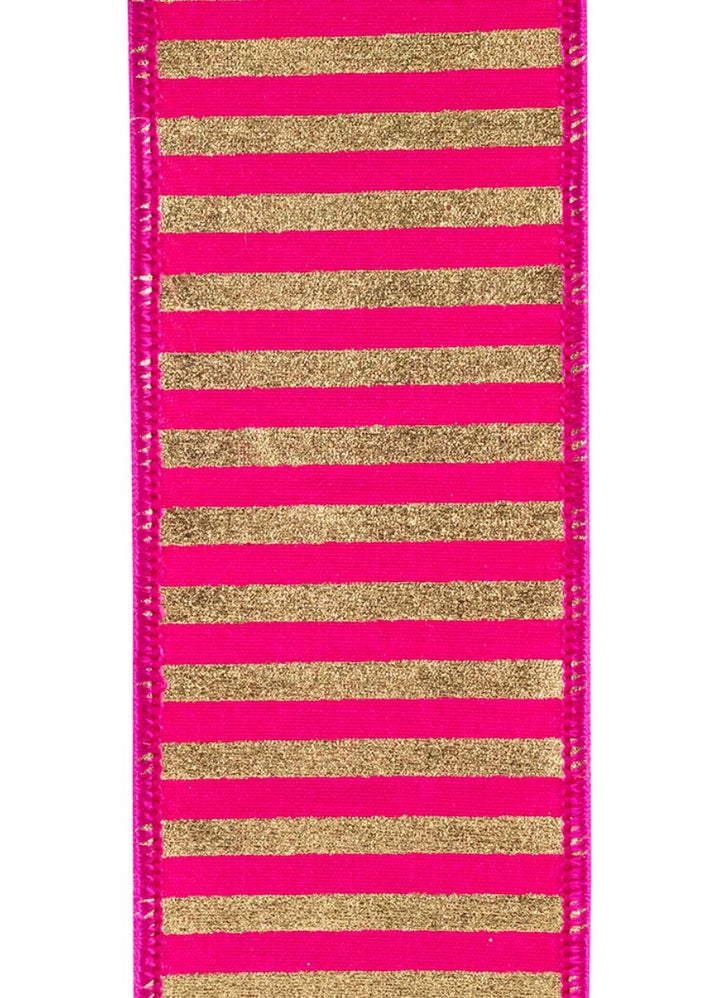 Hot Pink and Gold Stripe Wired Ribbon 2.5” - Greenery MarketRibbons & Trim94586W - 262 - 40D