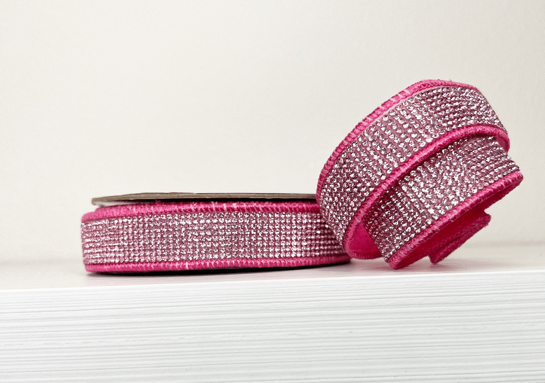 Hot Pink Bling Wired Ribbon - 1