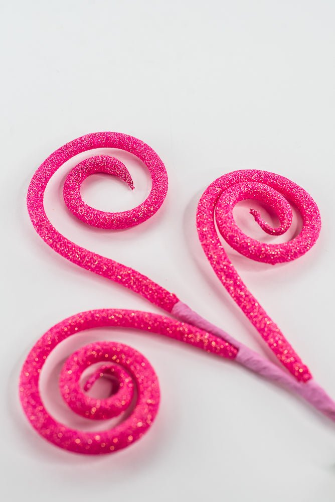 Hot Pink Glitter Tube Curly Pick - 18" - Greenery Market63882HTPK