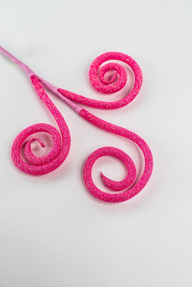Hot Pink Glitter Tube Curly Pick - 18" - Greenery Market63882HTPK