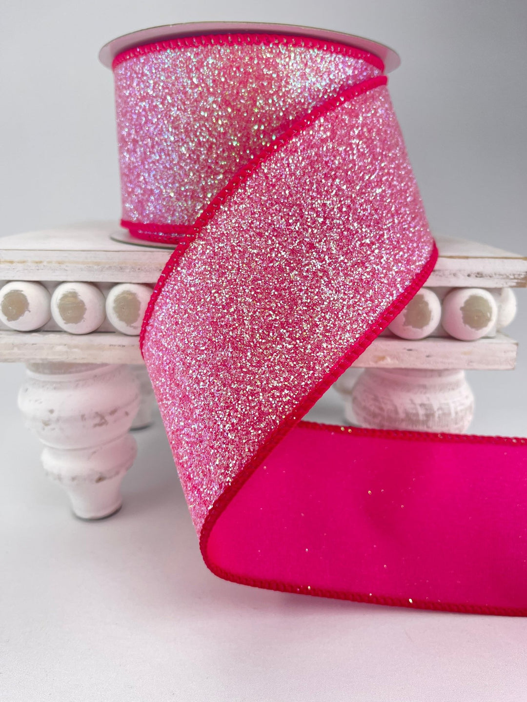 Hot pink glittered wired ribbon 2.5” hot pink - Greenery MarketRibbons & Trim236151