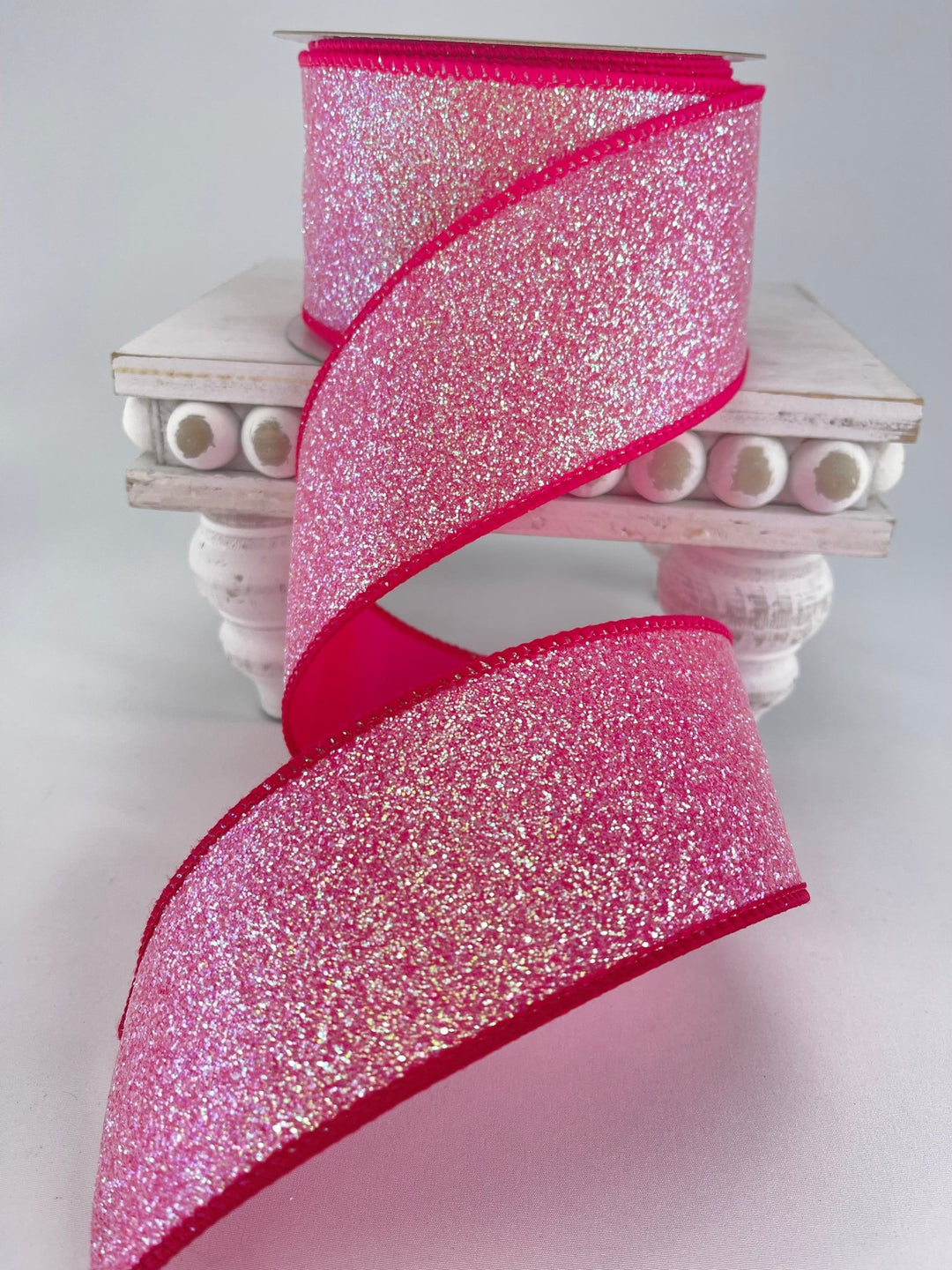 Hot pink glittered wired ribbon 2.5” hot pink - Greenery MarketRibbons & Trim236151