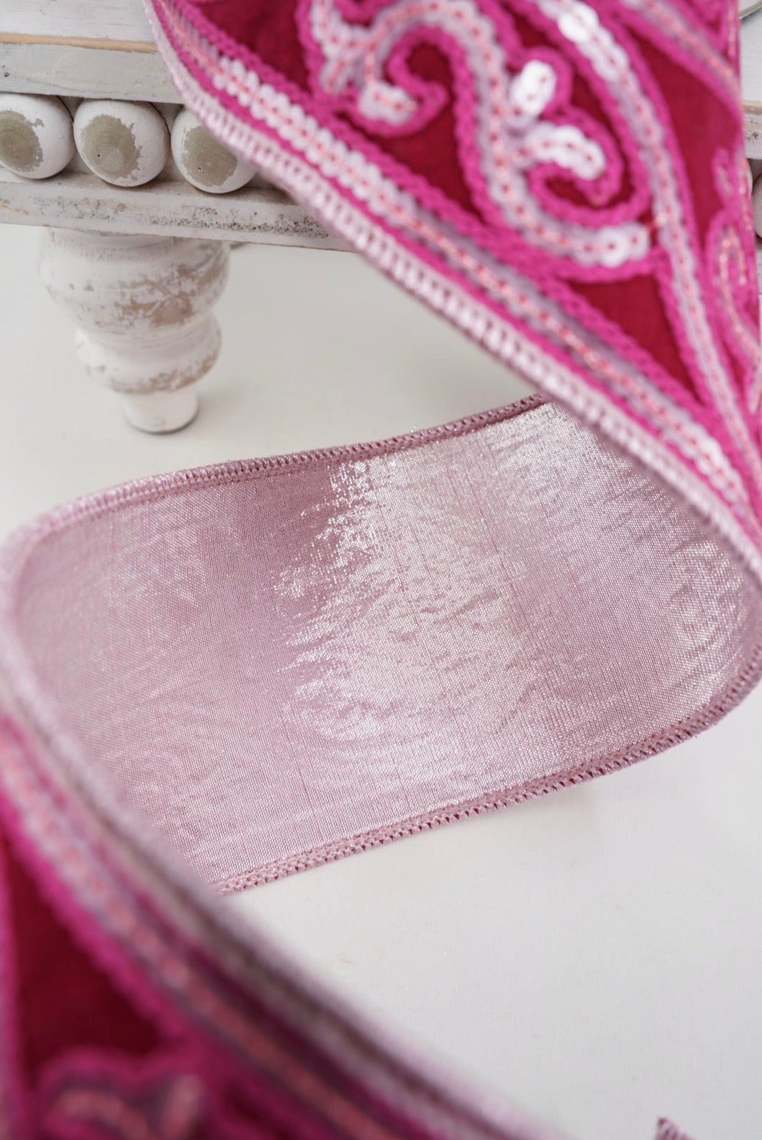 Hot Pink & Light Pink Morris Tapestry Farrisilk Wired Ribbon - 4" - Greenery MarketRK805-15