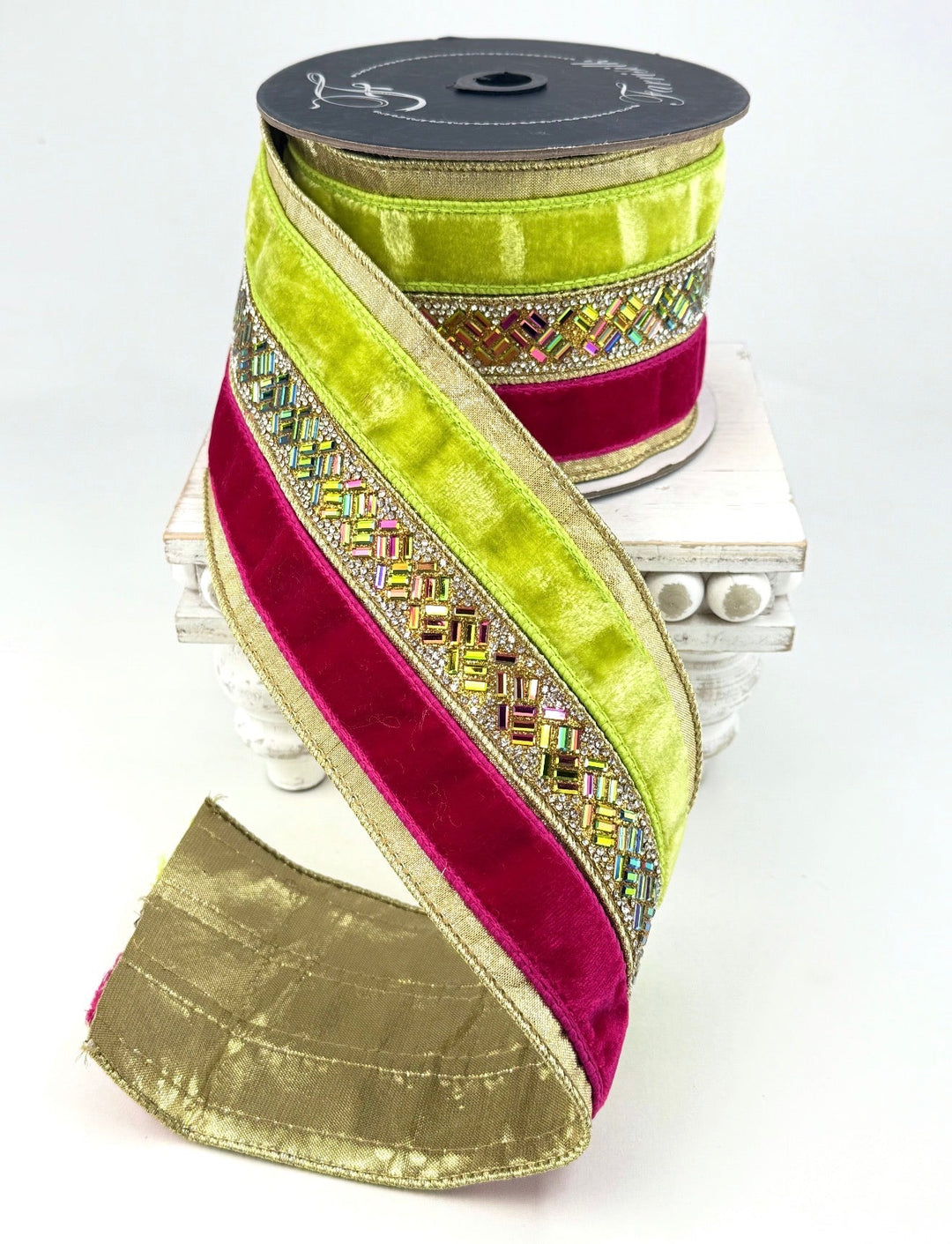 Hot Pink & Lime Plush Jubilee Farrisilk Wired Ribbon - 4" - Greenery MarketRK750-61