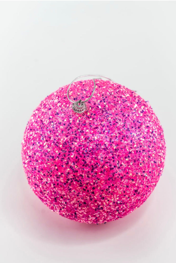 Hot Pink Ornament Frizzy Ball Ornament - 6" - Greenery Market63985HTPK
