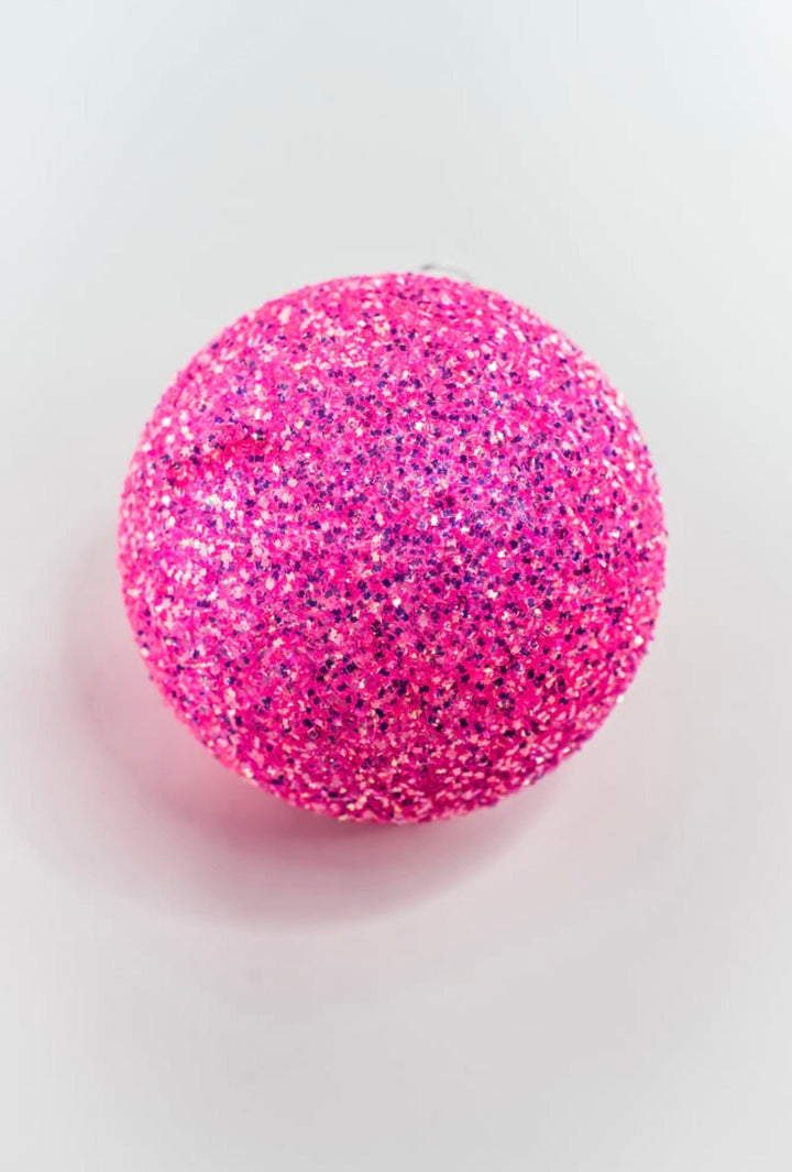 Hot Pink Ornament Frizzy Ball Ornament - 6" - Greenery Market63985HTPK
