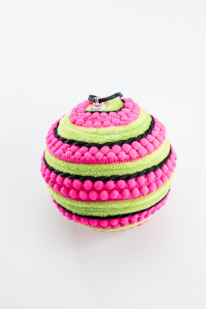 Hot Pink Ornament Stripe Ball - 5" - Greenery MarketOrnaments57384HTPK